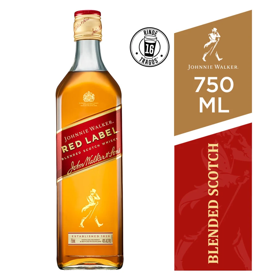 JOHNNY WALKER RED LABEL WHISKY X750ML CAJA X1