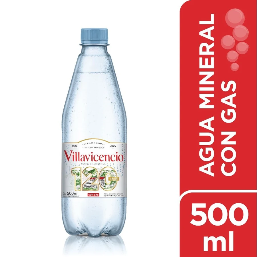 VILLAVICENCIO AGUA CON GAS 500CC PACK X12